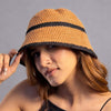 Crochet Bucket Hat - Tan & Black