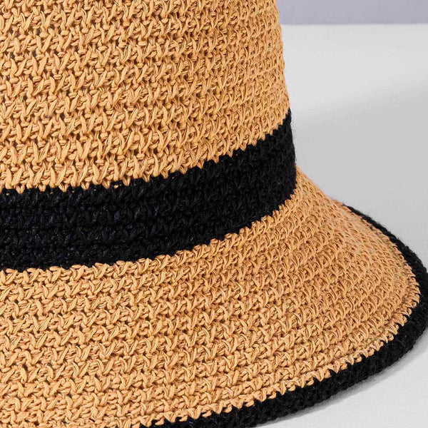 Crochet Bucket Hat - Tan & Black