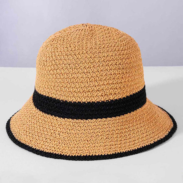 Crochet Bucket Hat - Tan & Black
