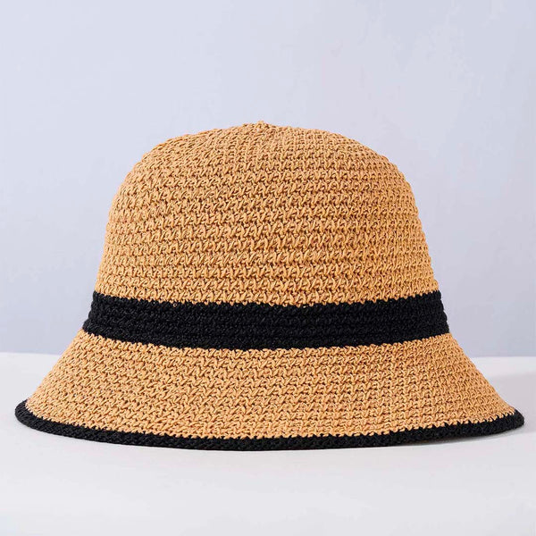 Crochet Bucket Hat - Tan & Black