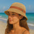 Crochet Beach Bucket Hat with Rose Charm - Shades of Beige