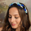 Embellished Evil Eye Puff Hair Band - Blue
