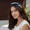 Embellished Evil Eye Puff Hair Band - Blue
