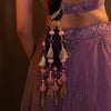 Festive hair parandi featuring layered pearls, crystals, tassels and soft ghungroo accents