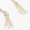 Silver bridal parandi with fuller silhouette - lace, beads, and tassels for defined braids