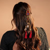 Coin & Mirror Hair Tassels with U Pin - Red