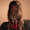 Coin & Mirror Hair Tassels with U Pin - Red