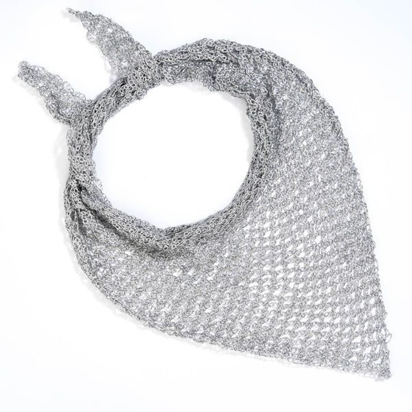 Bohemian Crochet Headscarf - Silver - Medium