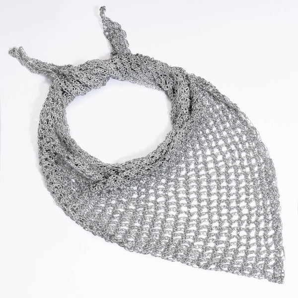Bohemian Crochet Headscarf - Silver - Medium