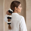 Black & White Silk Satin Scrunchies- Set of 6