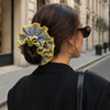 Black Gingham Oversized Ruffle Scrunchie