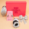 Glitzy Gift Box with 1 Knotted Hair Band, 1 Crystal Hair Bow, 4 Hair Pins & 4 Scrunchies - Silver