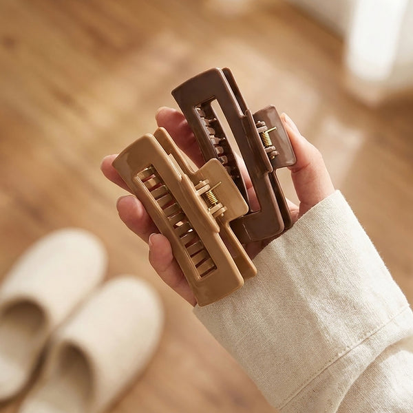 Mochi Jelly Claw Clips - Set of 2 - Beige & Brown