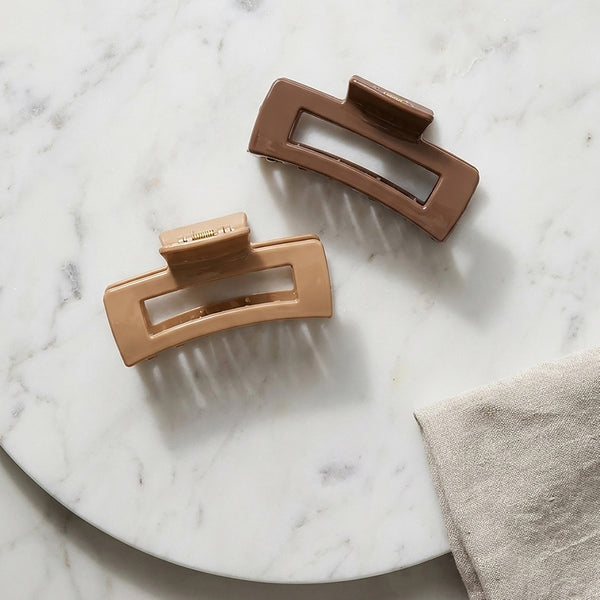 Mochi Jelly Claw Clips - Set of 2 - Beige & Brown
