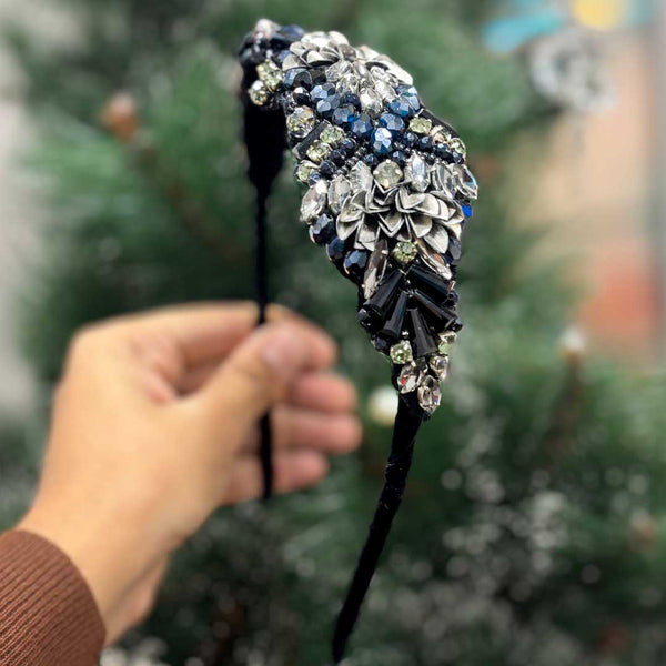 FLORAL PATTERN WITH CRYSTAL AND BEAD- HEADBAND