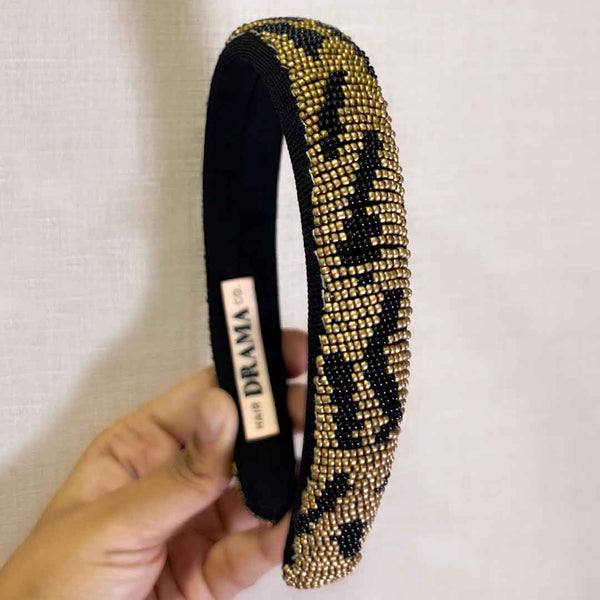 LEOPARD PRINT TEXTUREDBEADED HAIRBAND