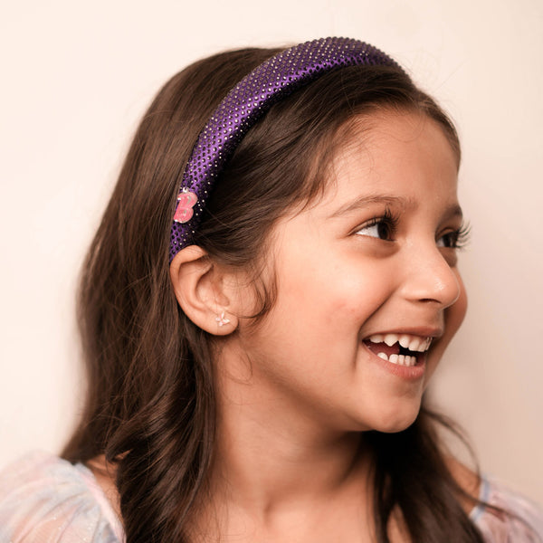 Barbie Rhinestone Puff Hair Band with Barbie Charm - Purple