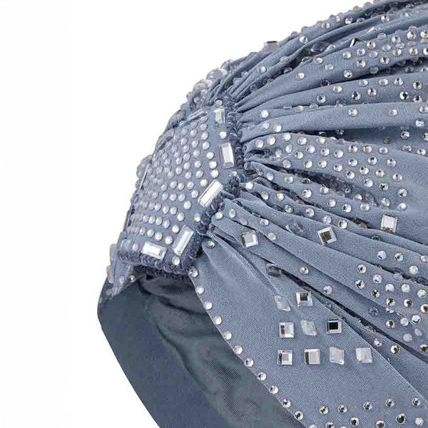Blue Turban - Silver Crystals