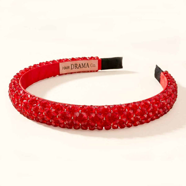 Crystal Beaded Hair Band - Red