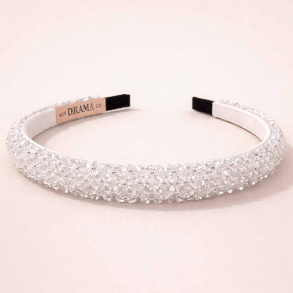 Crystal Beaded Hair Band - White