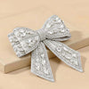 Embellished Crystal Hair Bow Barrette Clip - Silver