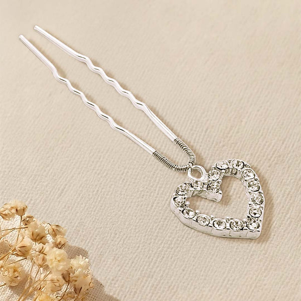 Crystal Heart U Pin - Silver