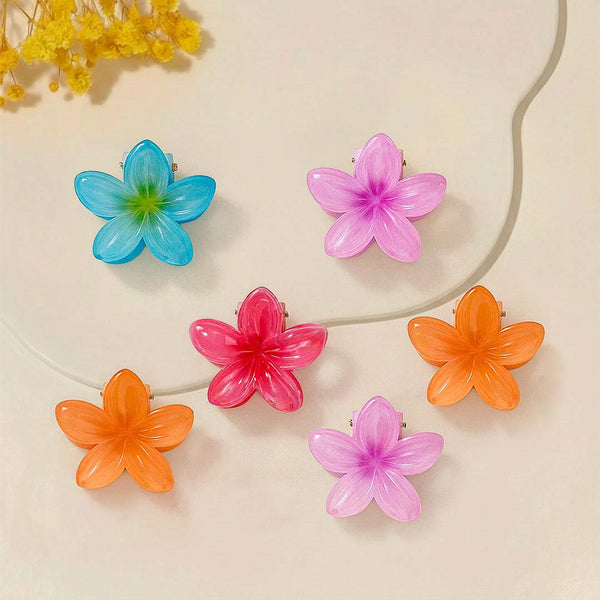 Flower Hair Claw Clips with Free Pouch - Set of 6 - Multi
