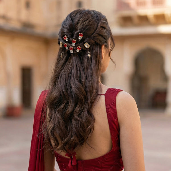 Crystal & Star Charm Pins - Set of10 - Multicolour