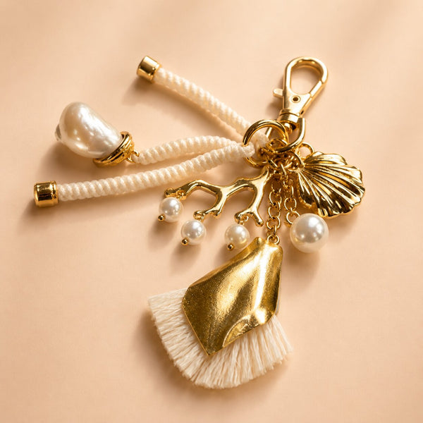 Embellished Vacay Bag Charm - White