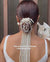 Rose Crystal & Pearl Hair Bun Accessory with Pearl Hangings