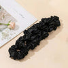 Black Silk Satin Scrunchies- Set of 6