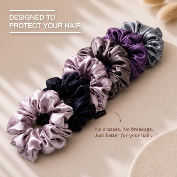 Pastel Silk Satin Scrunchies- Set of 6