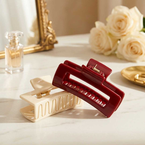 Mochi Jelly Claw Clips - Set of 2 - Red & White