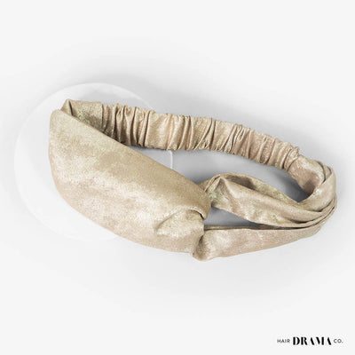 Foiled Cross-Knot Turban - Gold