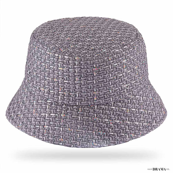 Light Grey Tweed Bucket Hat