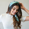 Abstract Patterned Bandana Scarf Headband - Green