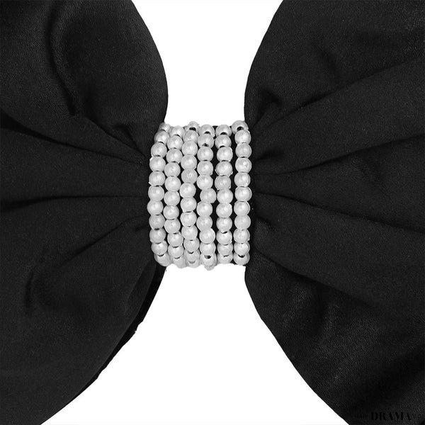 Embellished Velvet Hair Bow Alligator Clip - Black