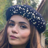 Black Beret with Pearls & Crystals