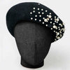 Black Beret with Pearls & Crystals
