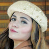 White Beret with Pearls & Crystals