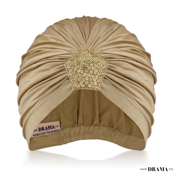 Shimmer & Glitter Turban - Beige