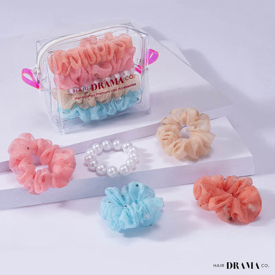 Luxury Scrunchies Set of 5 with free pouch - Unicorn Gift Set
