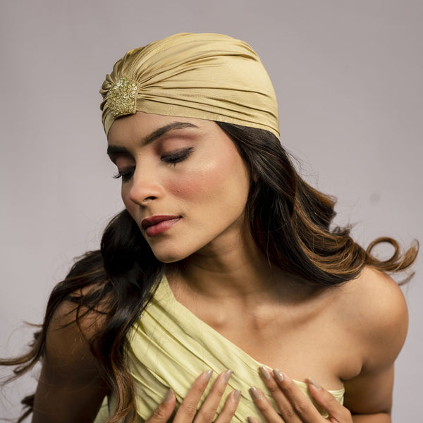Shimmer & Glitter Turban - Beige