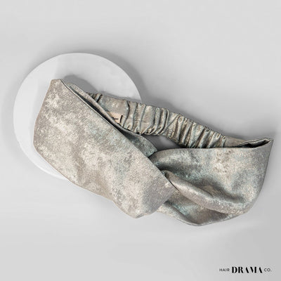 Foiled Cross-Knot Turban - Grey